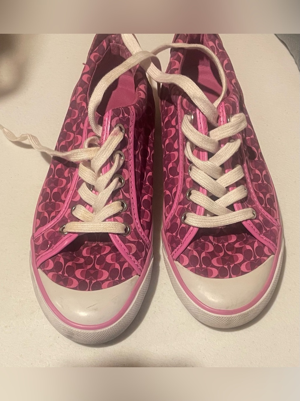 Coach Pink Signature Canvas Low-Top Sneakers